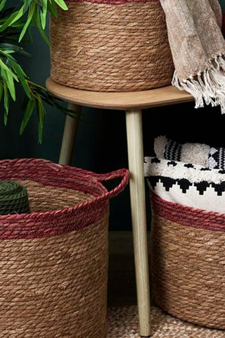 3 paniers de rangement - 27,9, 30 et 35 cm - Naturel et rouge