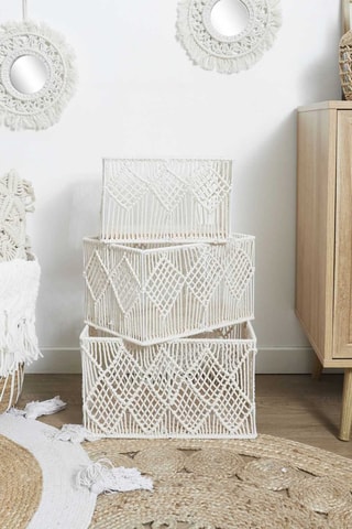 3 paniers rectangulaires - 37 cm - Beige