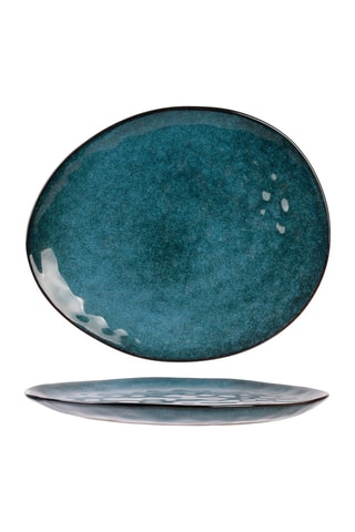 6 assiettes plates en céramique - 27,5 x 23 cm