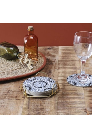 6 dessous de verre avec support - 11,5 cm - Modèle aléatoire