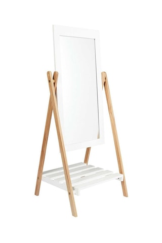 Miroir sur pieds - 47 cm - Blanc et naturel - Bella