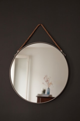 Miroir rond - 50 cm - Blanc et naturel