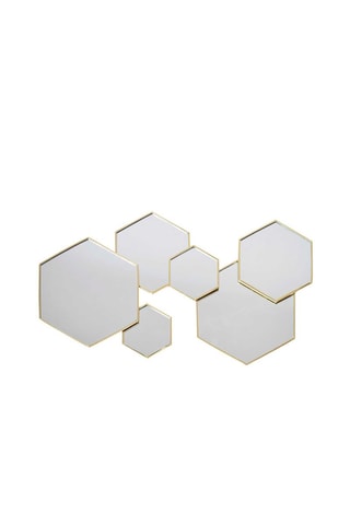 Miroir hexagonal décoratif - 57 x 35 cm - Doré