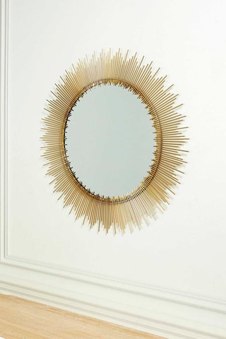 Miroir rond soleil - 60 cm - Doré