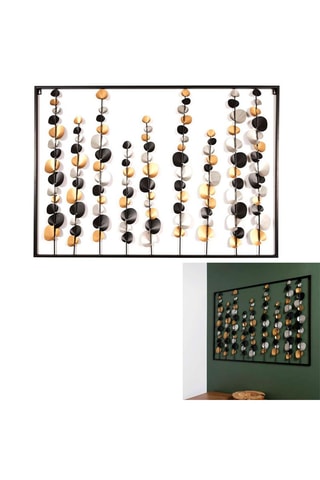 Décoration murale fleurie - 100 x 70 cm - Noir et doré