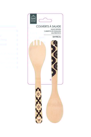 2 couverts à salade en bambou