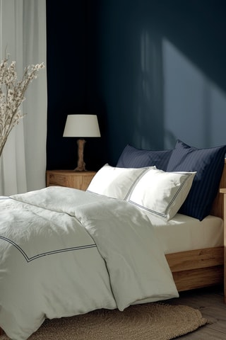 Federa cuscino alla francese in raso di cotone 80 fili/cm² Annecy - Bianco - 43 x 210 cm