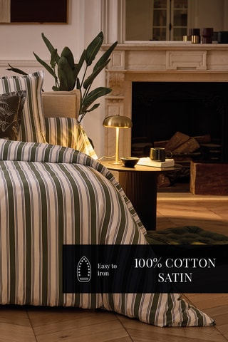 2 federe in raso di cotone 80 fili/cm² Soline - Verde e navy - 50 x 70 cm