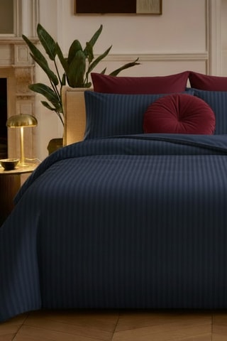 2 federe in raso di cotone 80 fili/cm² - Blu scuro - 50 x 70 cm