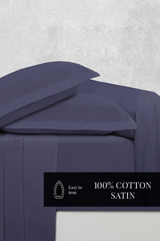 2 federe in raso di cotone 80 fili/cm² Uni 1 Baratta - Navy - 63 x 63 cm