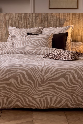 2 federe in raso di cotone 80 fili/cm² Evasion zébrée - Taupe - 50 x 70 cm