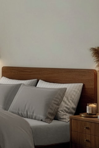 2 federe in raso di cotone 80 fili/cm² Annecy - Taupe - 63 x 63 cm