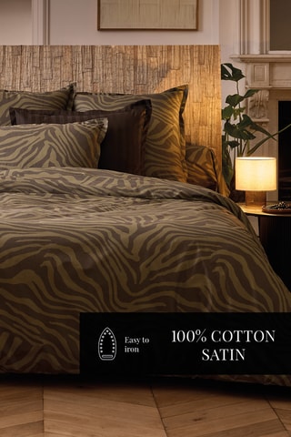 Federa cuscino alla francese in raso di cotone 80 fili/cm² Evasion zébrée - Verde scuro