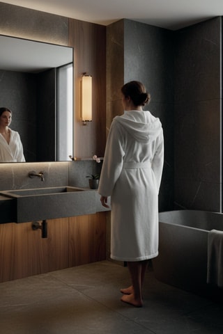 Accappatoio con cappuccio Uni - Bianco