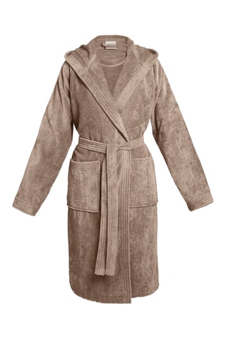 Accappatoio con cappuccio in velluto - Taupe