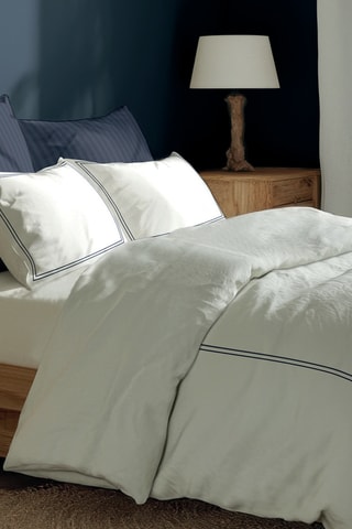 Parure copripiumino in raso di cotone 80 fili/cm² Annecy - Blu scuro e bianco