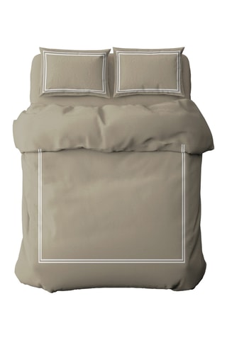 Parure copripiumino in raso di cotone 80 fili/cm² Annecy - Bianco e taupe