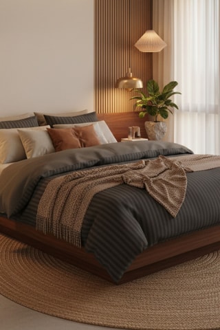 Parure copripiumino in raso di cotone 80 fili/cm² - Grigio scuro