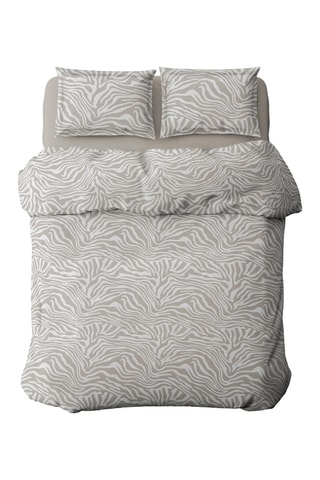 Parure copripiumino in raso di cotone 80 fili/cm² Evasion zébrée - Taupe e bianco