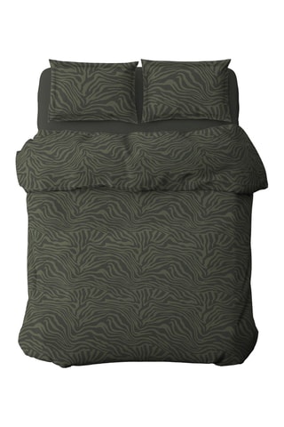 Parure copripiumino in raso di cotone 80 fili/cm² Evasion zébrée - Verde scuro