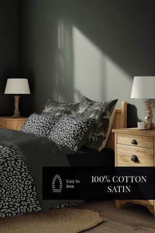 Parure copripiumino in raso di cotone 80 fili/cm² Instinct - Nero e grigio