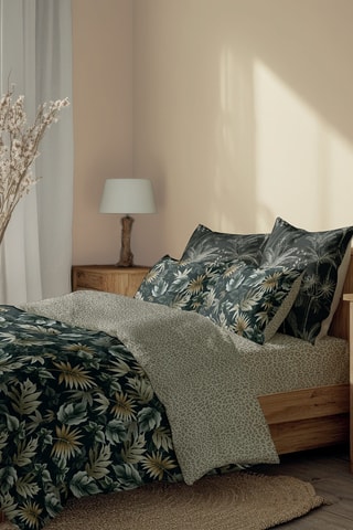 Parure copripiumino in raso di cotone 80 fili/cm² Nuit tropicale - Verde 