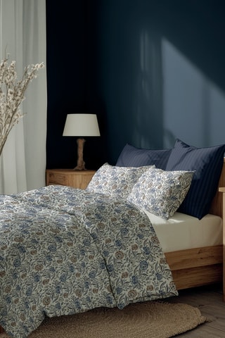 Parure copripiumino in raso di cotone 80 fili/cm² Renaissance antique - Bianco e cobalto