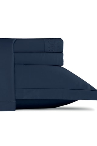 Parure lenzuola in raso di cotone 80 fili/cm² Uni 1 Baratta - Blu notte