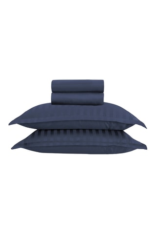 Parure lenzuola in raso di cotone 80 fili/cm² - Blu scuro