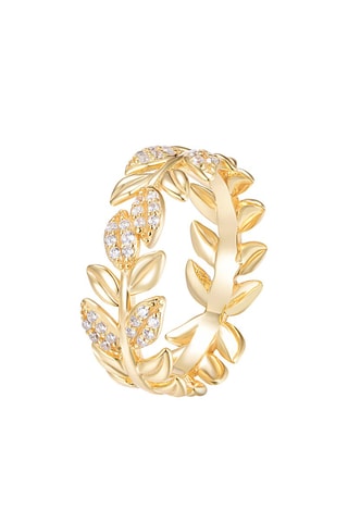 Anillo - Plata chapada en oro amarillo y circones