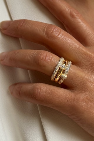 Anillo - Plata chapada en oro amarillo y circones