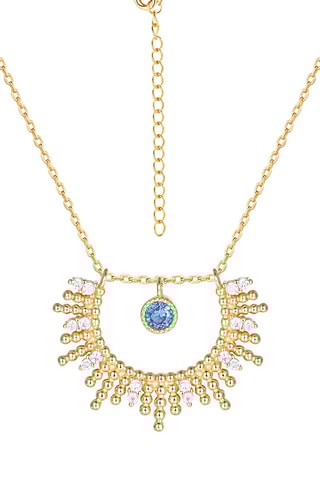 Collar - Plata chapada en oro amarillo, circones y espinela