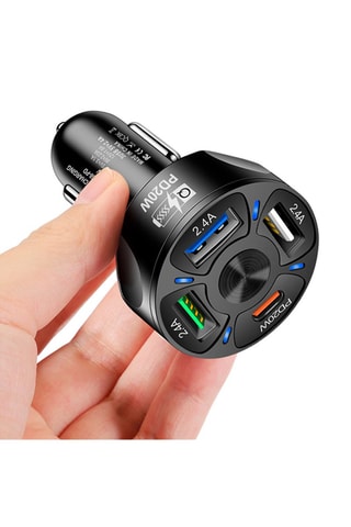 Caricabatteria per auto 32W tripla USB 2.4A & USB tipo-C 20W - Nero