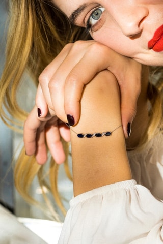 Bracciale Baru - Oro bianco, diamanti e zaffiri