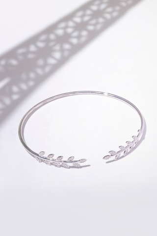 Bracciale bangle Comme une feuille - Oro bianco e diamanti