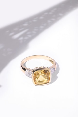 Anello Sucre d'Orge - Oro giallo, diamanti e citrino