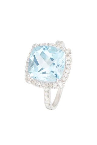 Anello Albury - Oro bianco, diamanti e topazio