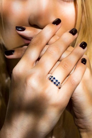 Anello Tamsui - Oro bianco, diamanti, zaffiri e topazio