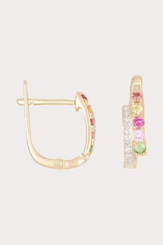 Créoles Daniala - Or jaune, diamants, grenat et saphirs