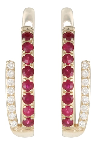 Demi-créoles Mattie - Or jaune, diamants et rubis