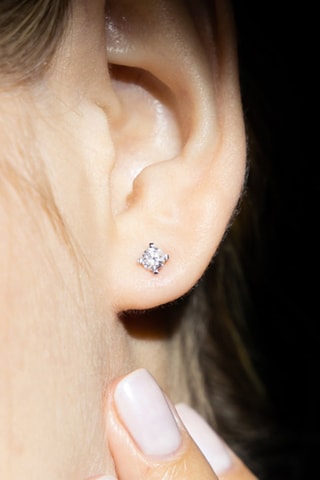 Puces Single diamond - Or blanc et diamants