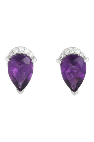 Puces Enora - Or blanc, diamants et améthystes