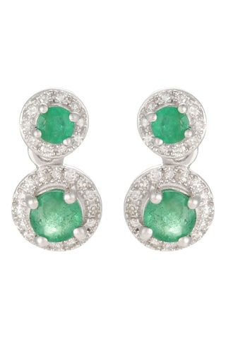 Boucles d’oreilles Saki - Or blanc, diamants et émeraudes