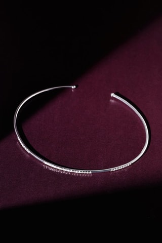 Jonc Divided Line Bangle - Or blanc et diamants