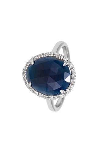 Bague Bermudes Nouvelles - Or blanc, diamants et saphir