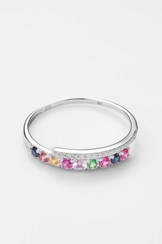 Bague Passion Scintillante - Or blanc, diamants, saphirs, rubis, opale et grenat vert