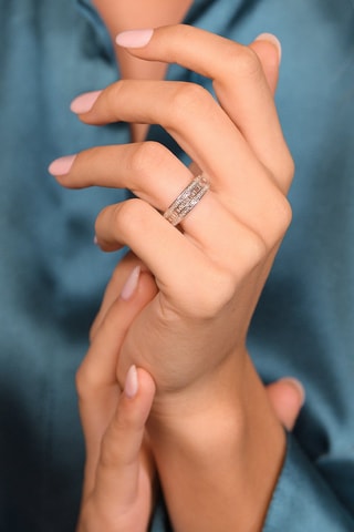 Bague Kiss Baguette - Or blanc et diamants