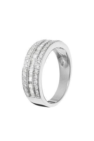 Bague Kiss Baguette - Or blanc et diamants