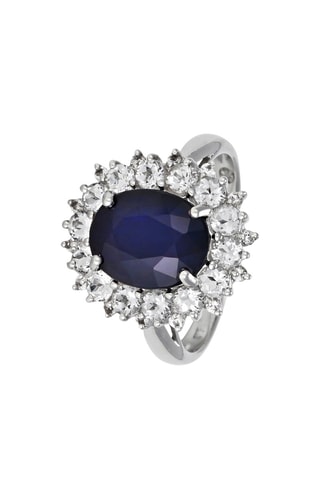 Bague Soleil Bleu - Or blanc, topazes et saphir