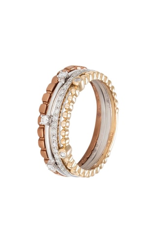 4 bagues Harmonie - Or jaune, or rose, or blanc et diamants